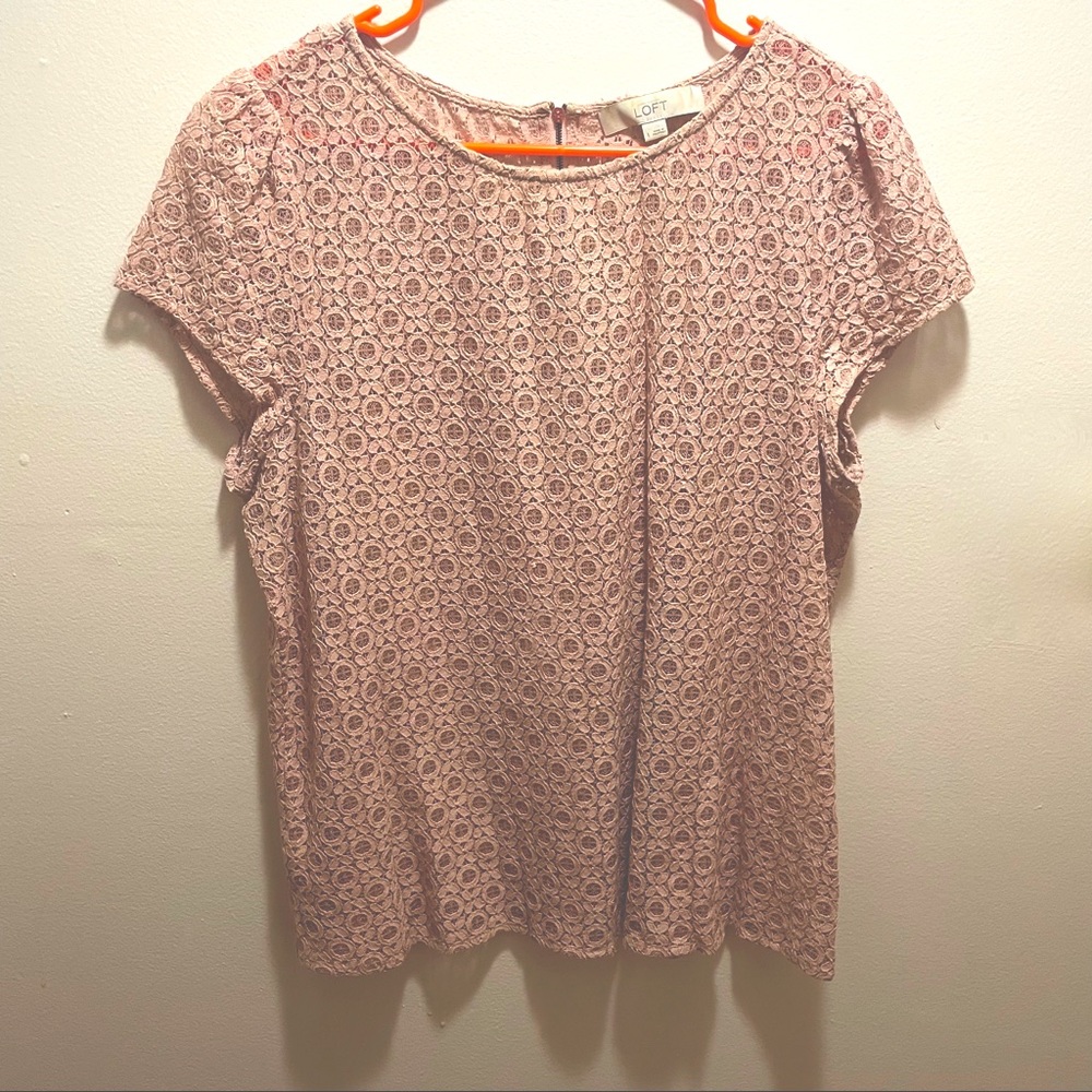 Slightly sheer pink patterned blouse